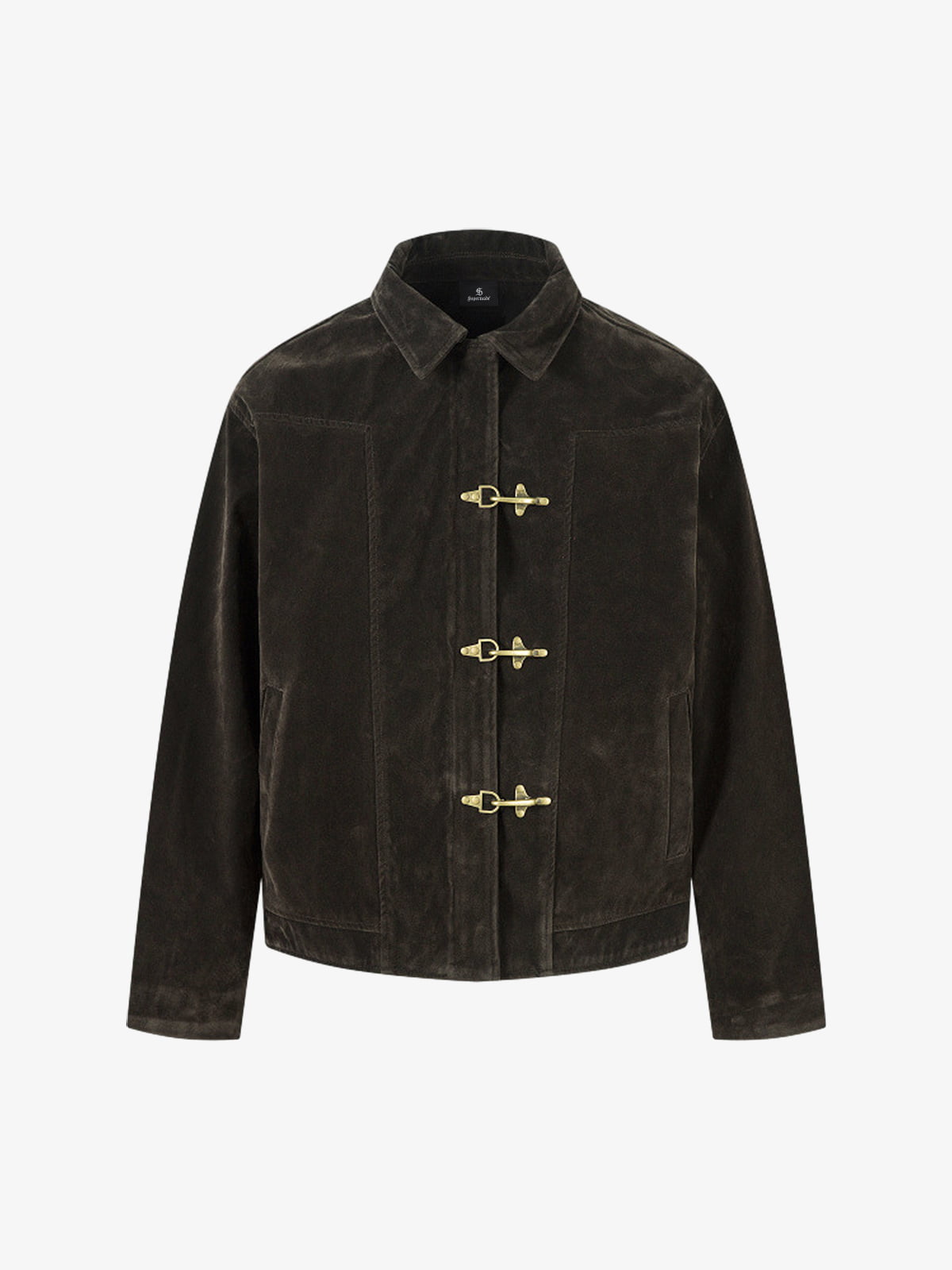 Retro Unique Metal Button Suede Lapel Bomber Jacket