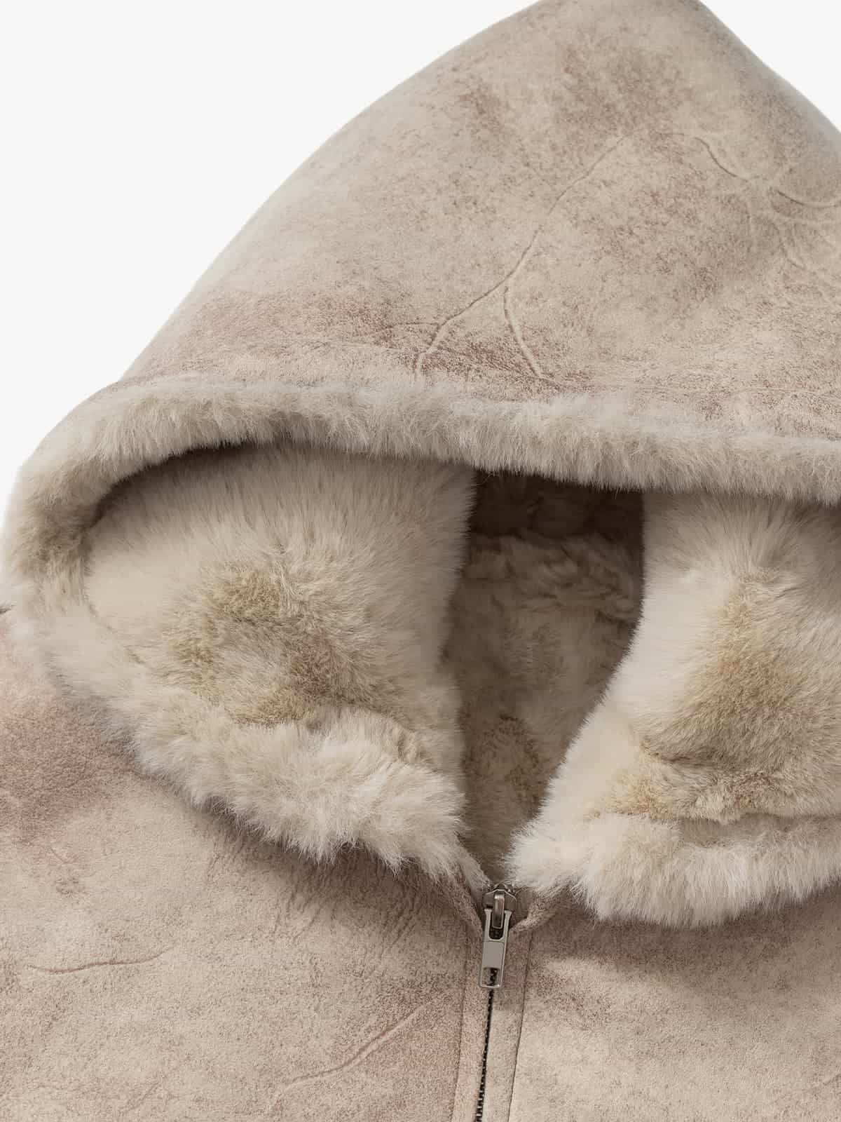 Vintage Velvet Hooded Sherpa-Lined Cotton Jacket