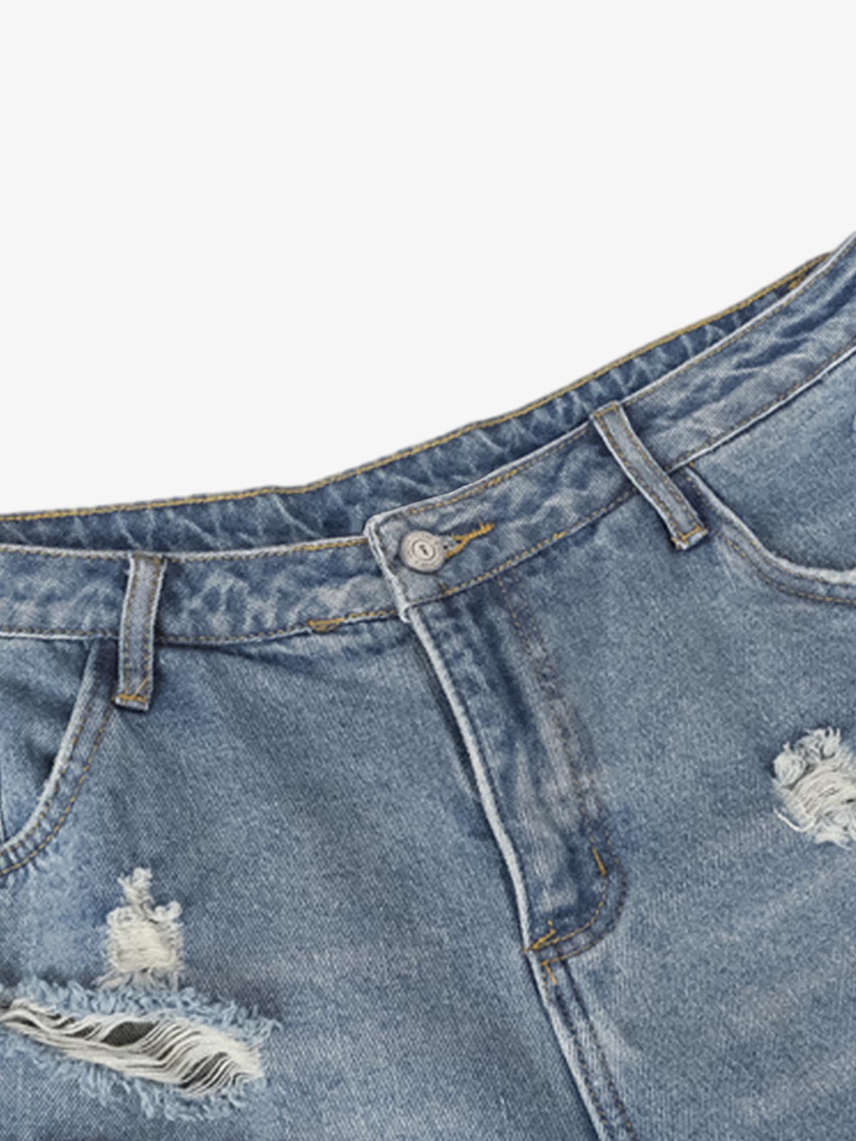 Camouflage Patchwork Ripped Cargo Jeans