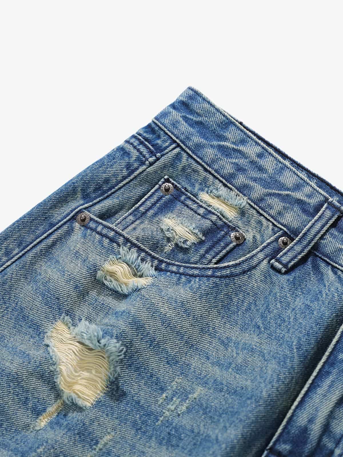 Vintage Distressed Draped Baggy Jeans