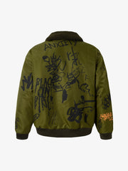 Street Graffiti Lamb Collar Flight Cotton Jacket