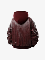 Retro Distressed Washed PU Leather Cotton Jacket