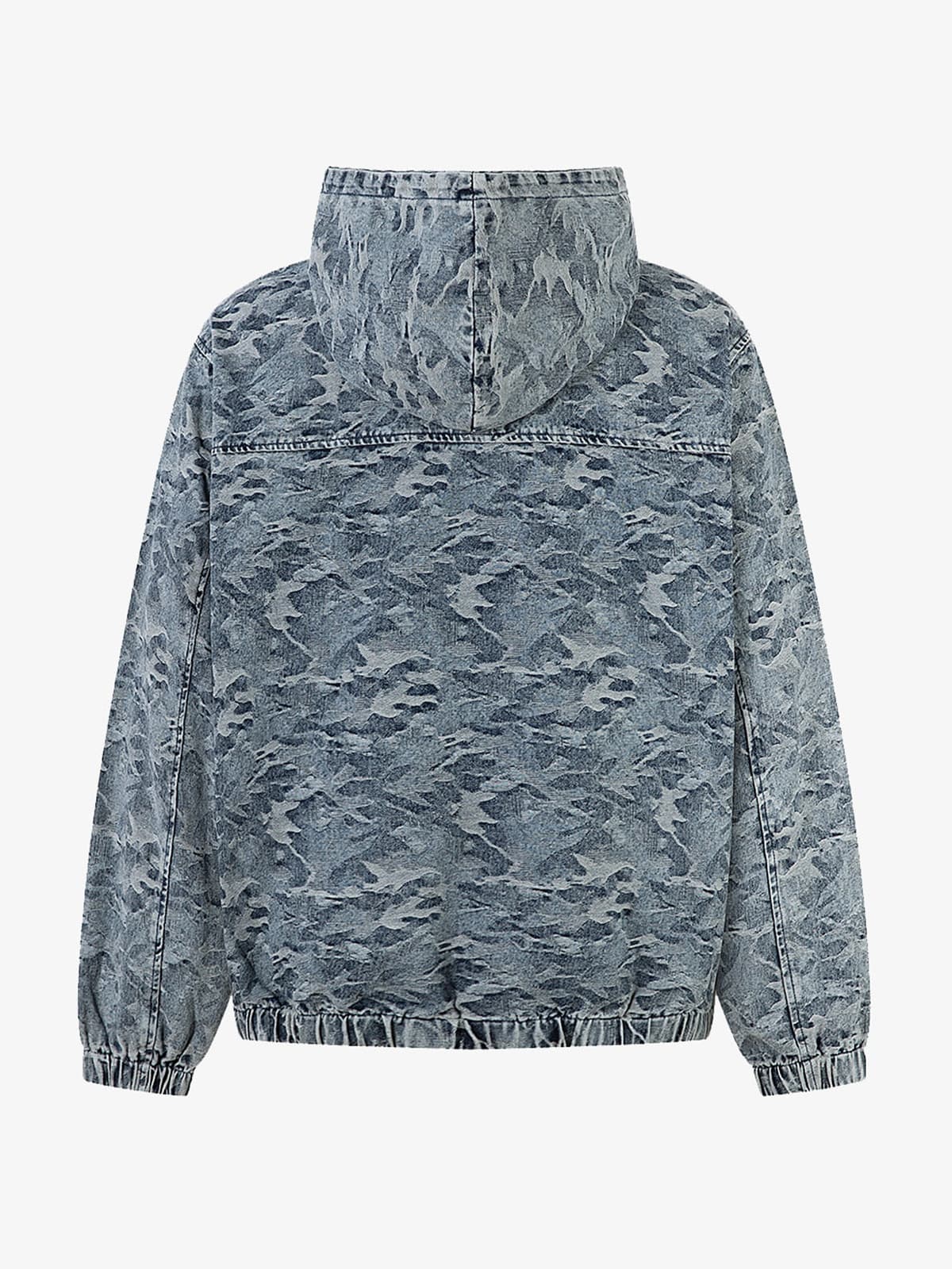 Streetwear Denim Washed Camouflage Hooded Sweatshirt