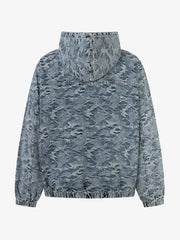 Streetwear Denim Washed Camouflage Hooded Sweatshirt