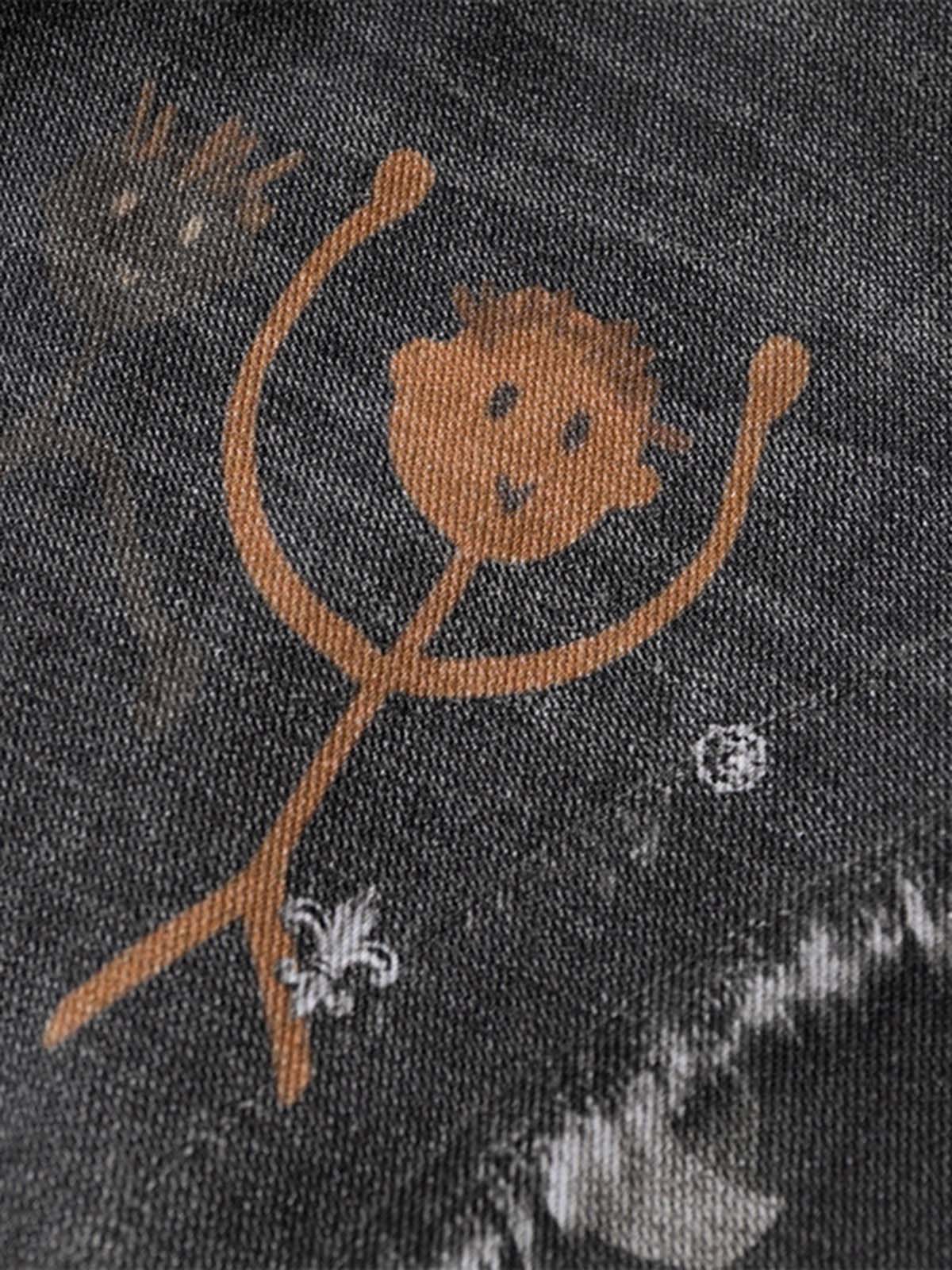 Graffiti Print Cold Transfer Camouflage Layered Cargo Jeans