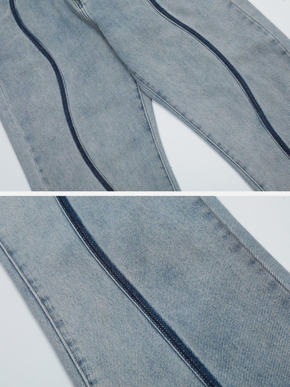 Dark Color Curve Patchwork Jeans