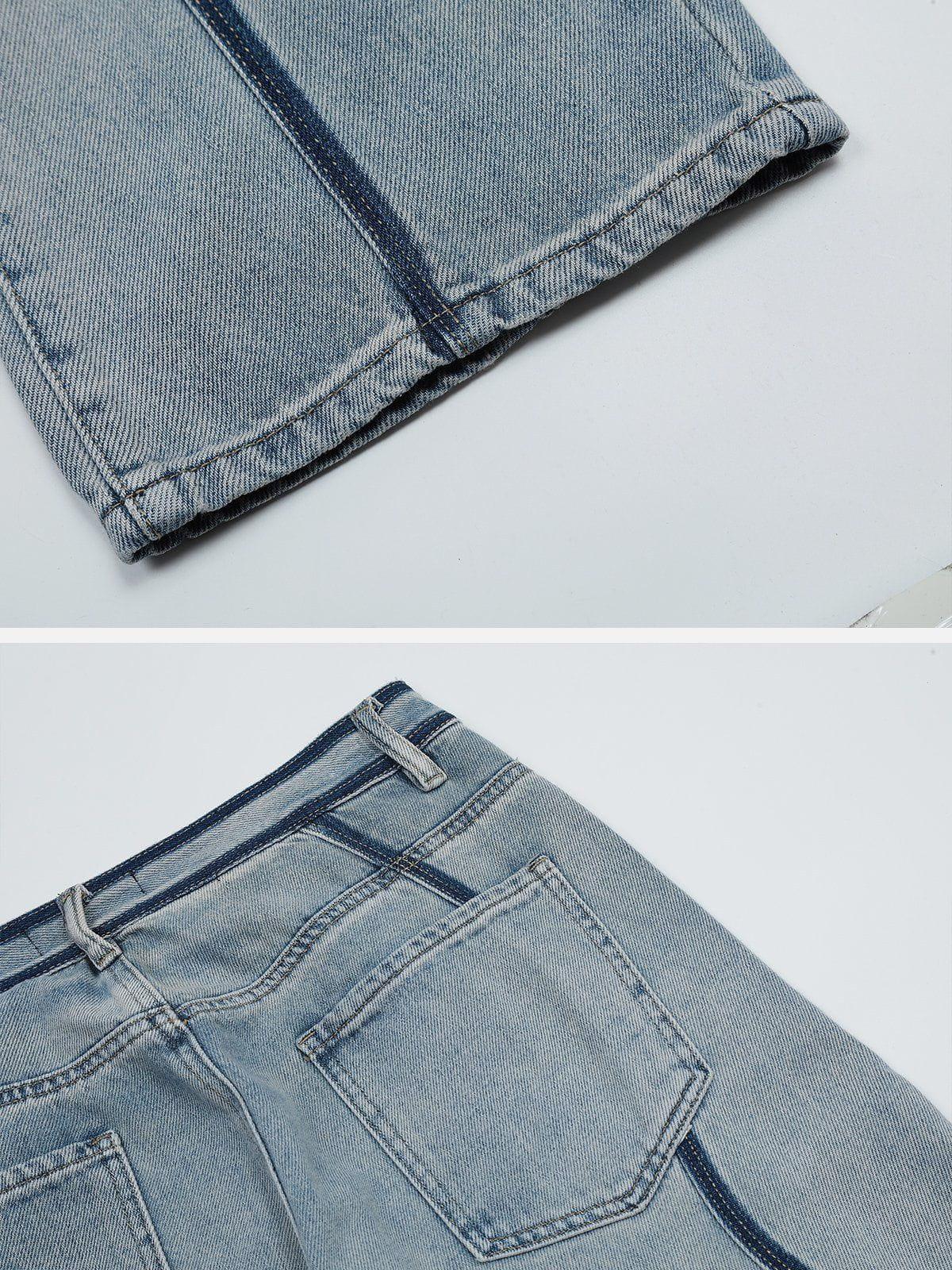 Dark Color Curve Patchwork Jeans