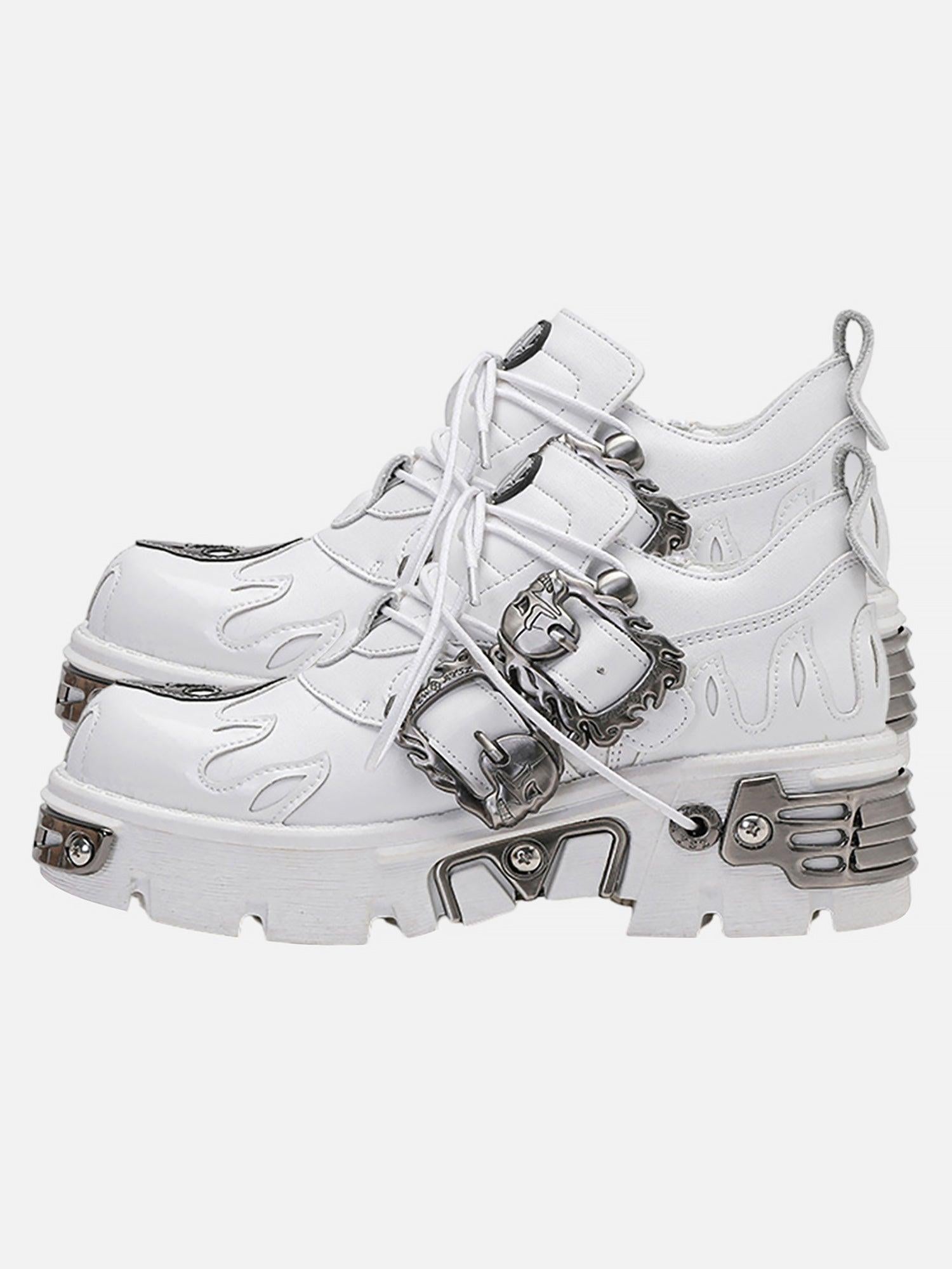 Dark Metal Heavy-Soled Small Leather Shoes