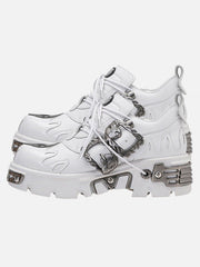 Dark Metal Heavy-Soled Small Leather Shoes
