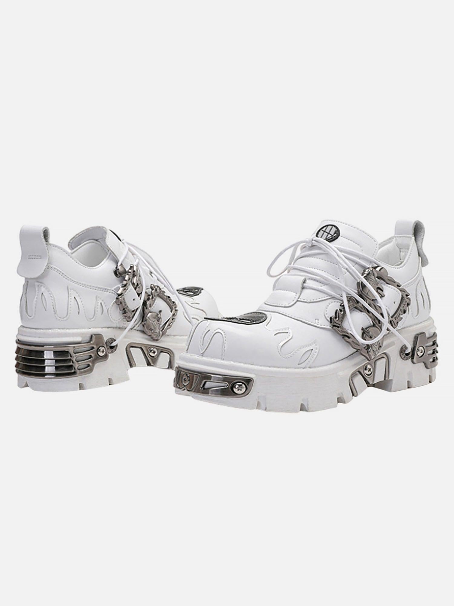 Dark Metal Heavy-Soled Small Leather Shoes