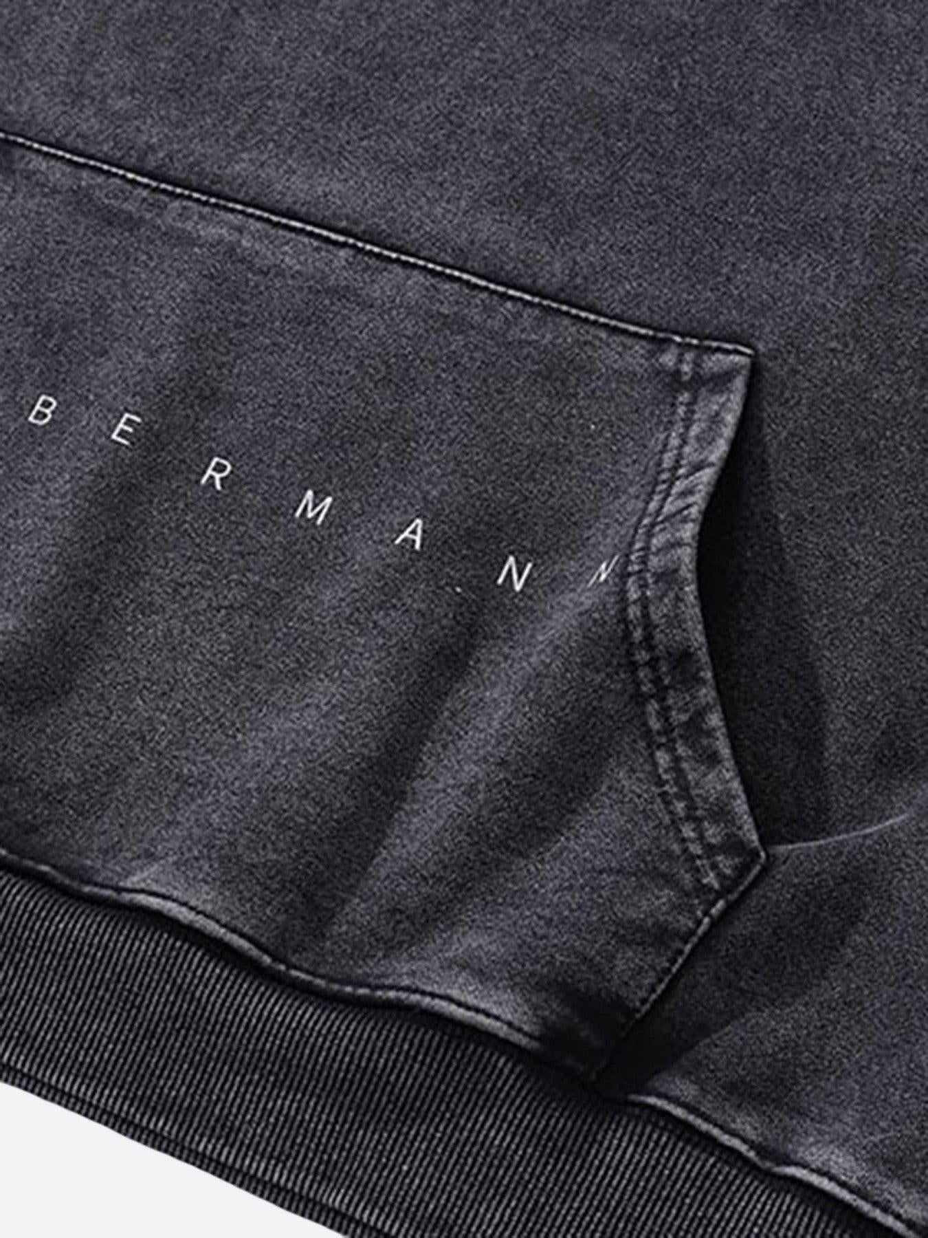 Dark Series Doberman Print Hip-Hop Old Hoodie