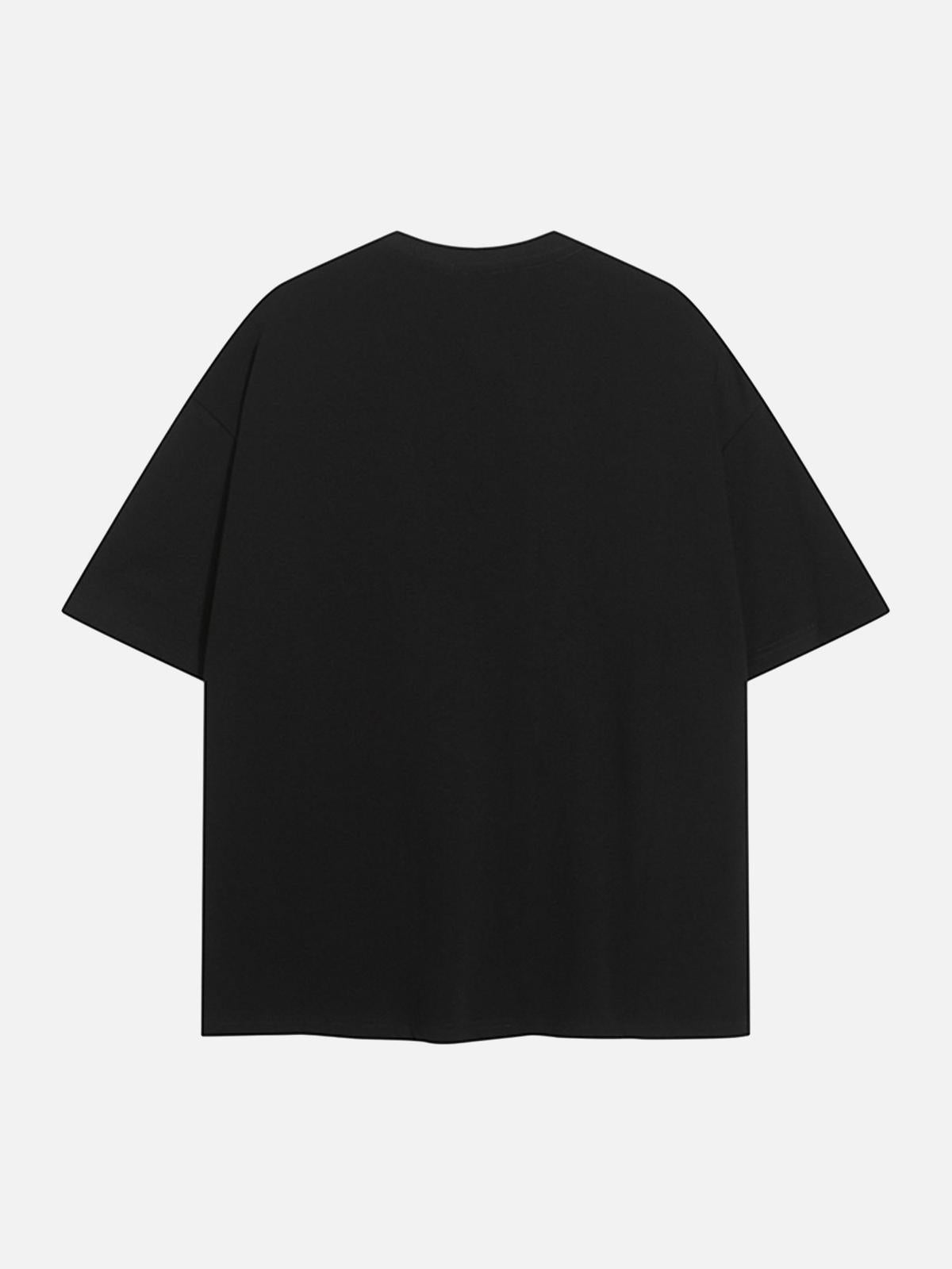 Dark Sunset Ocean Print Street Rap T-Shirt