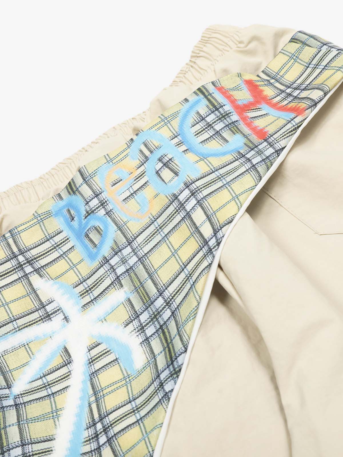 Contrast Graffiti Plaid Decorative Patchwork Loose Casual Pant