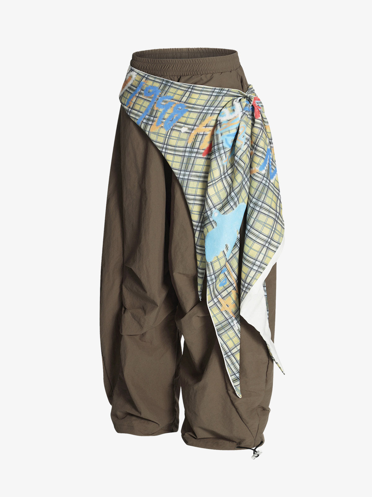 Contrast Graffiti Plaid Decorative Patchwork Loose Casual Pant