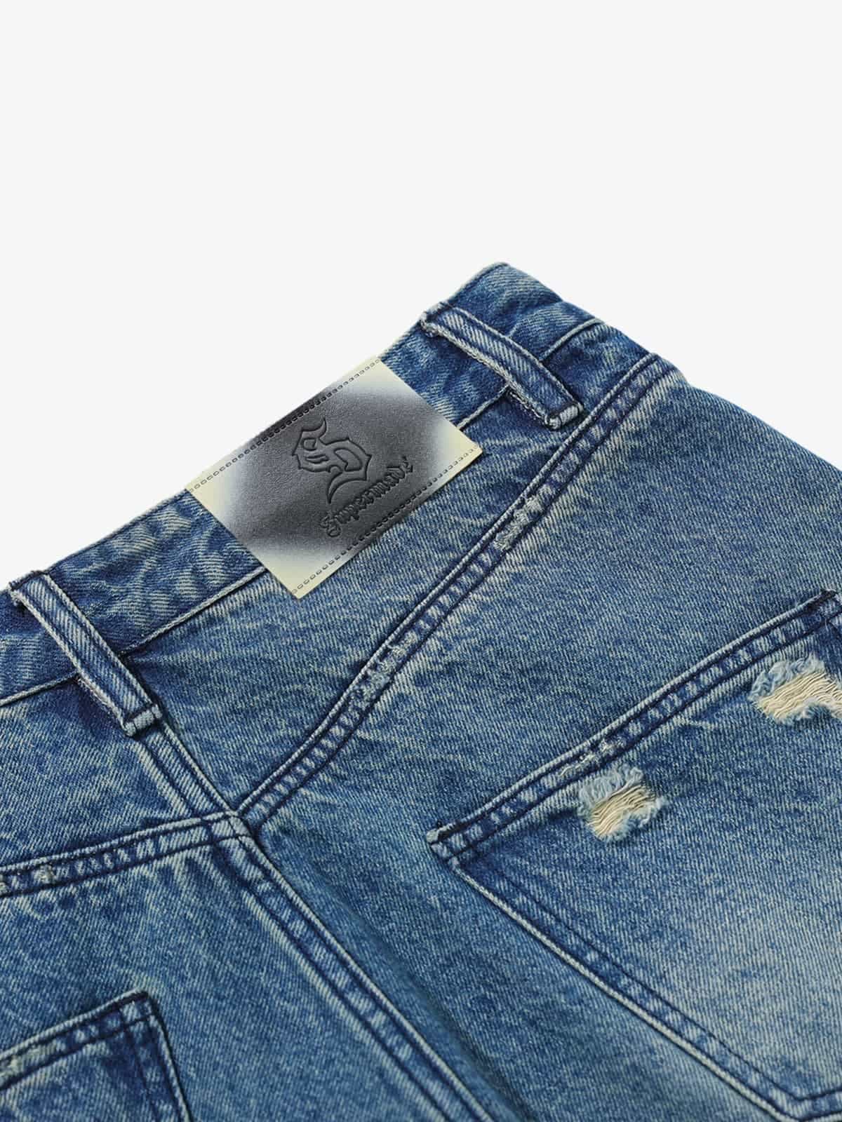 Vintage Distressed Draped Baggy Jeans