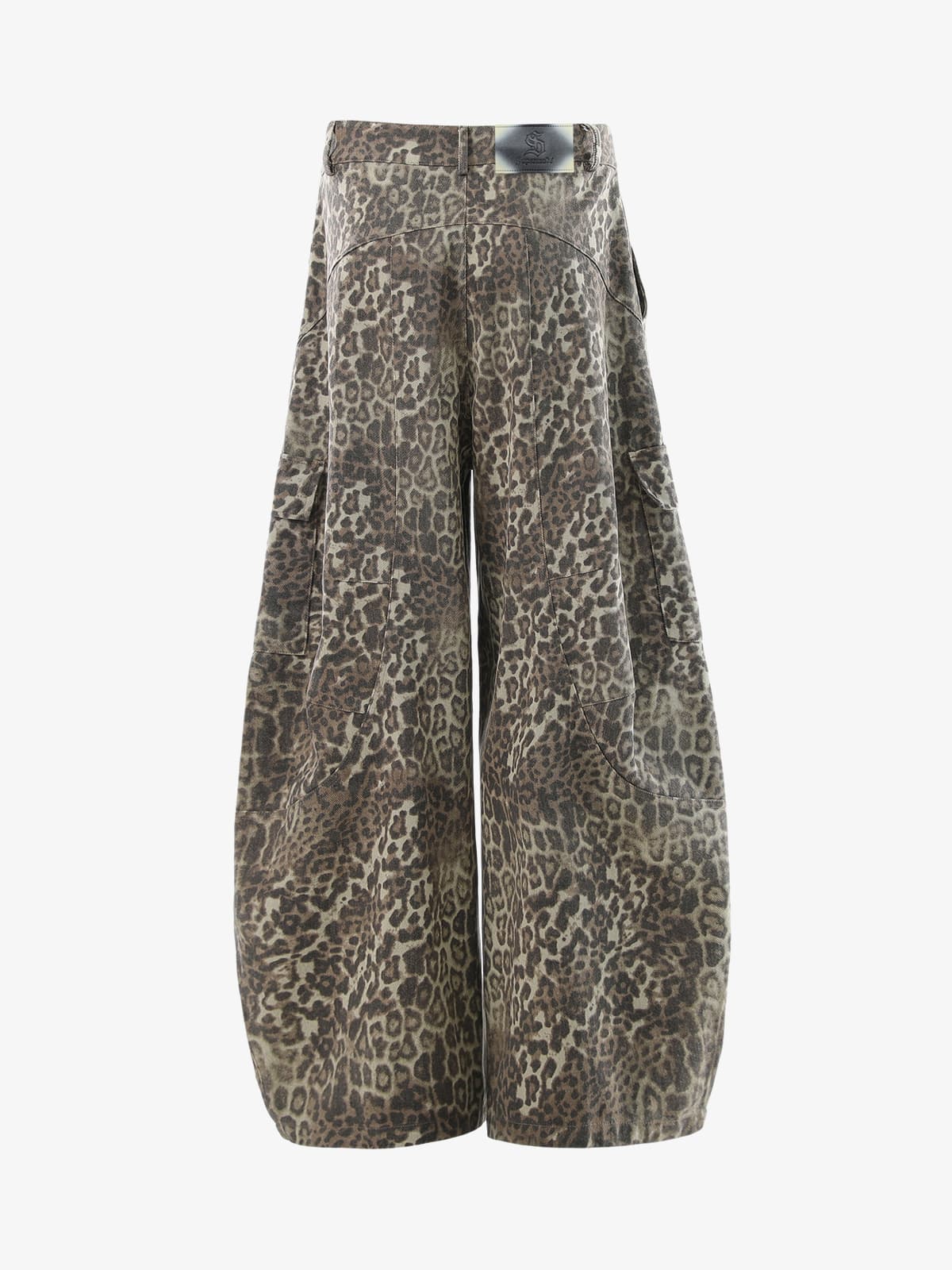 Vintage Leopard Print Cargo Barrel Pants