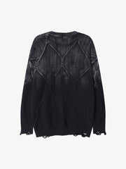 Paint Spray Hole Cable Crewneck Sweater