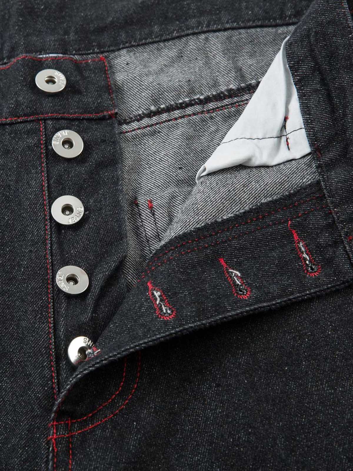 Contrast Thread Cross Letter Embroidered Jeans