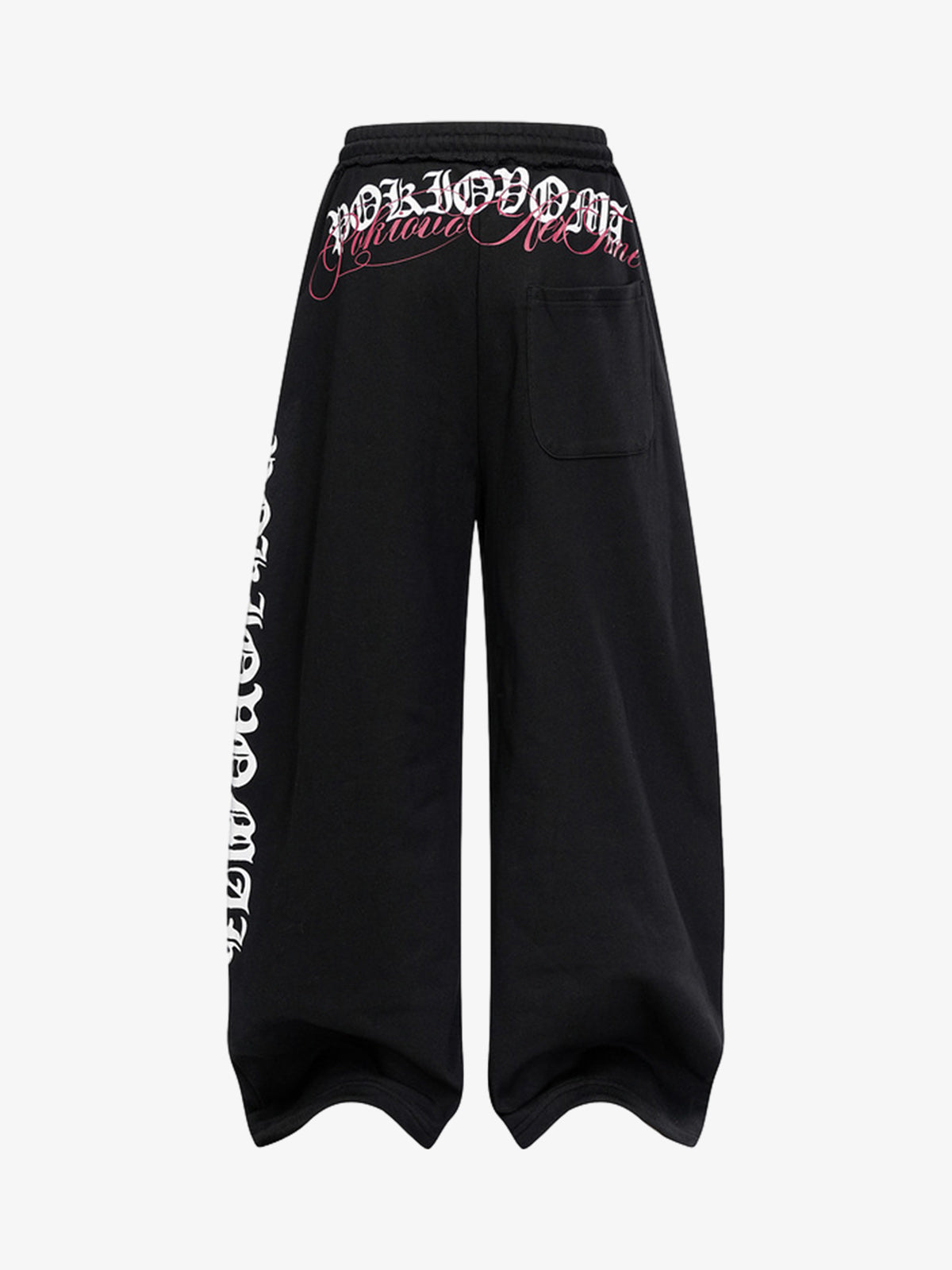 Retro Letter Print Drawstring Straight-Leg Wide Pants