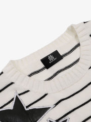Striped Star Jacquard Loose Knitted Sweater