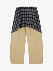 Plaid Decorative Patchwork Loose Pants