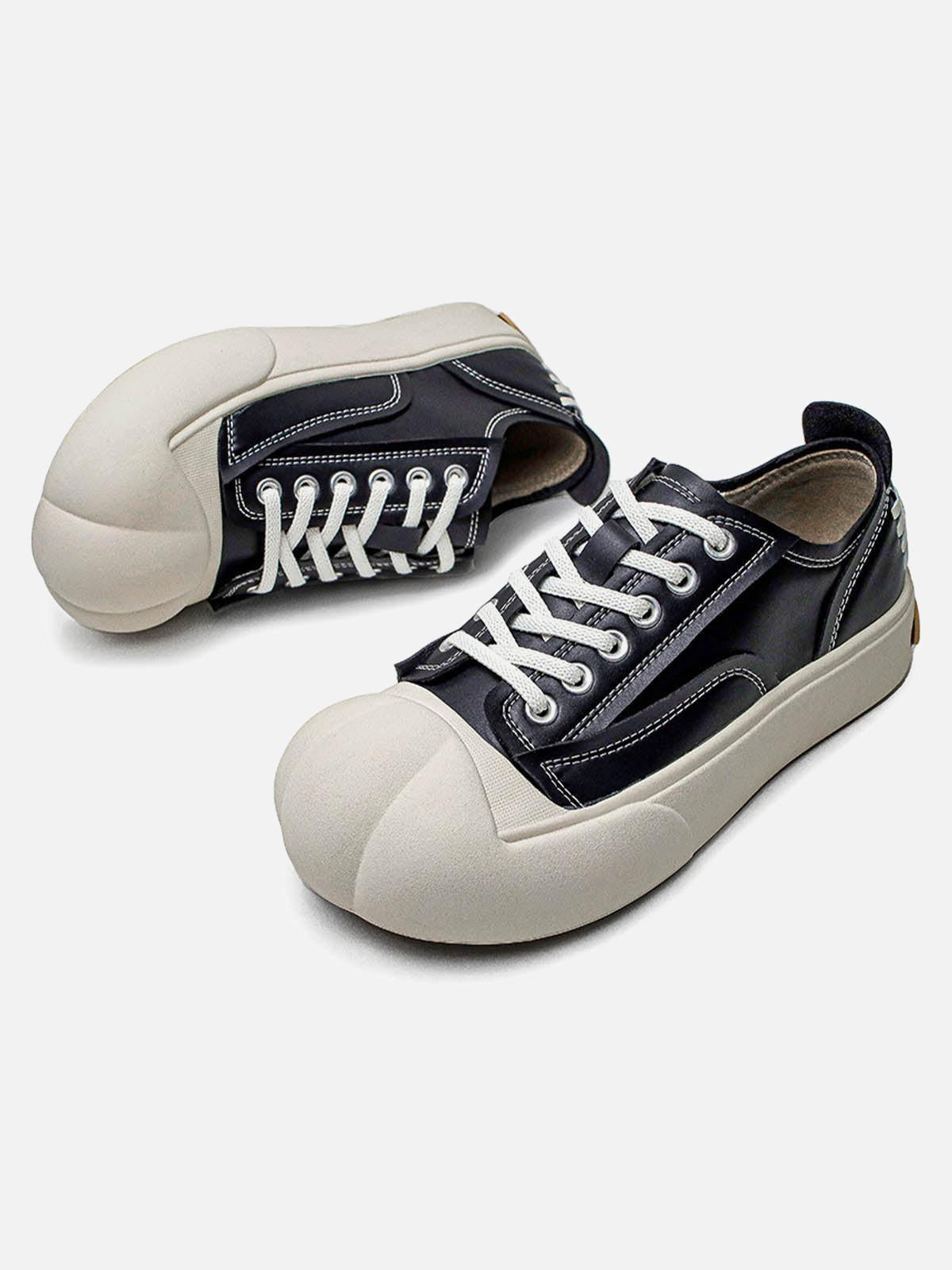 Deconstructed Distressed PU Leather Casual Shoes