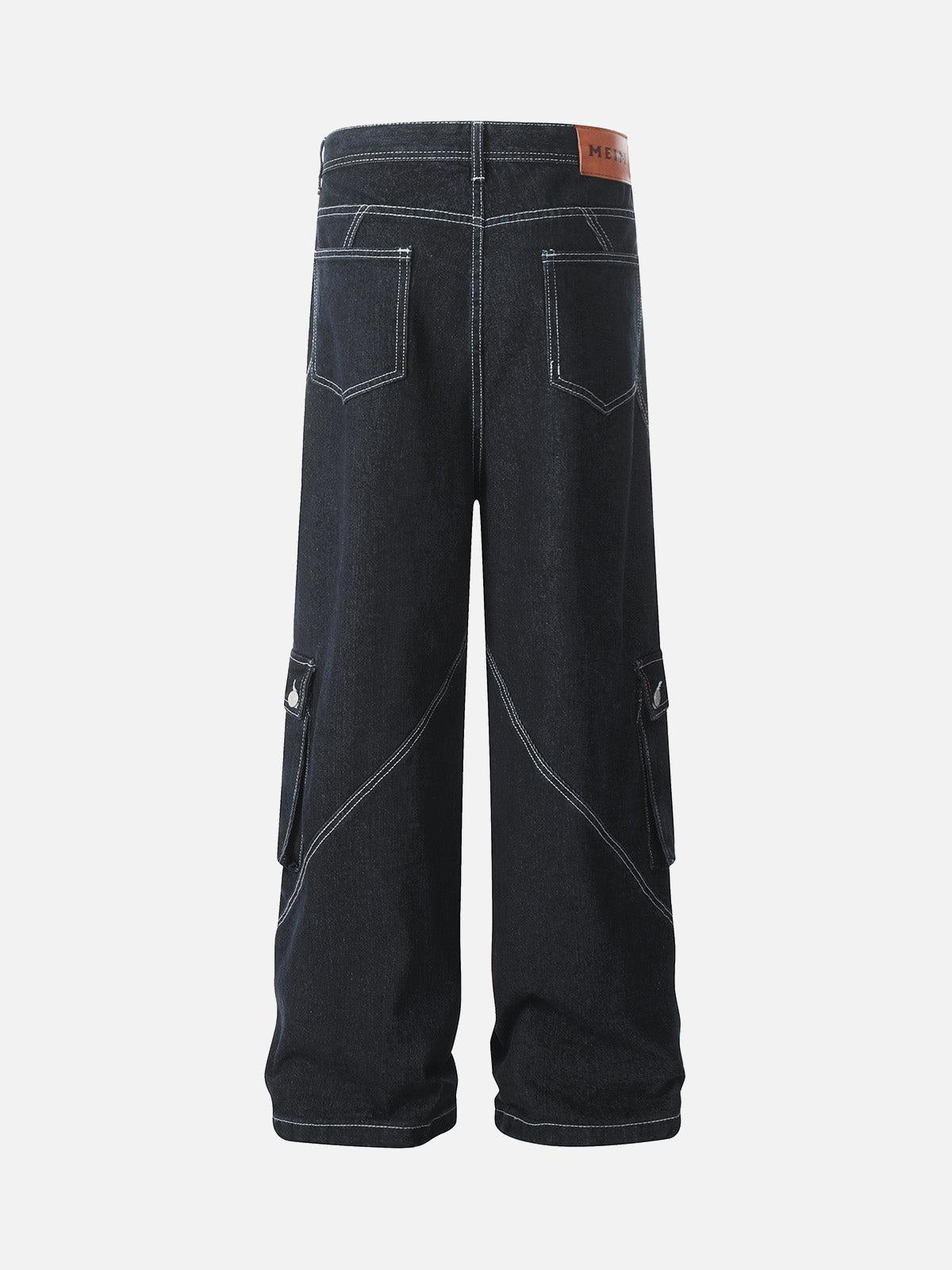 Deconstructed Multi-Pocket Cargo Straight Jeans