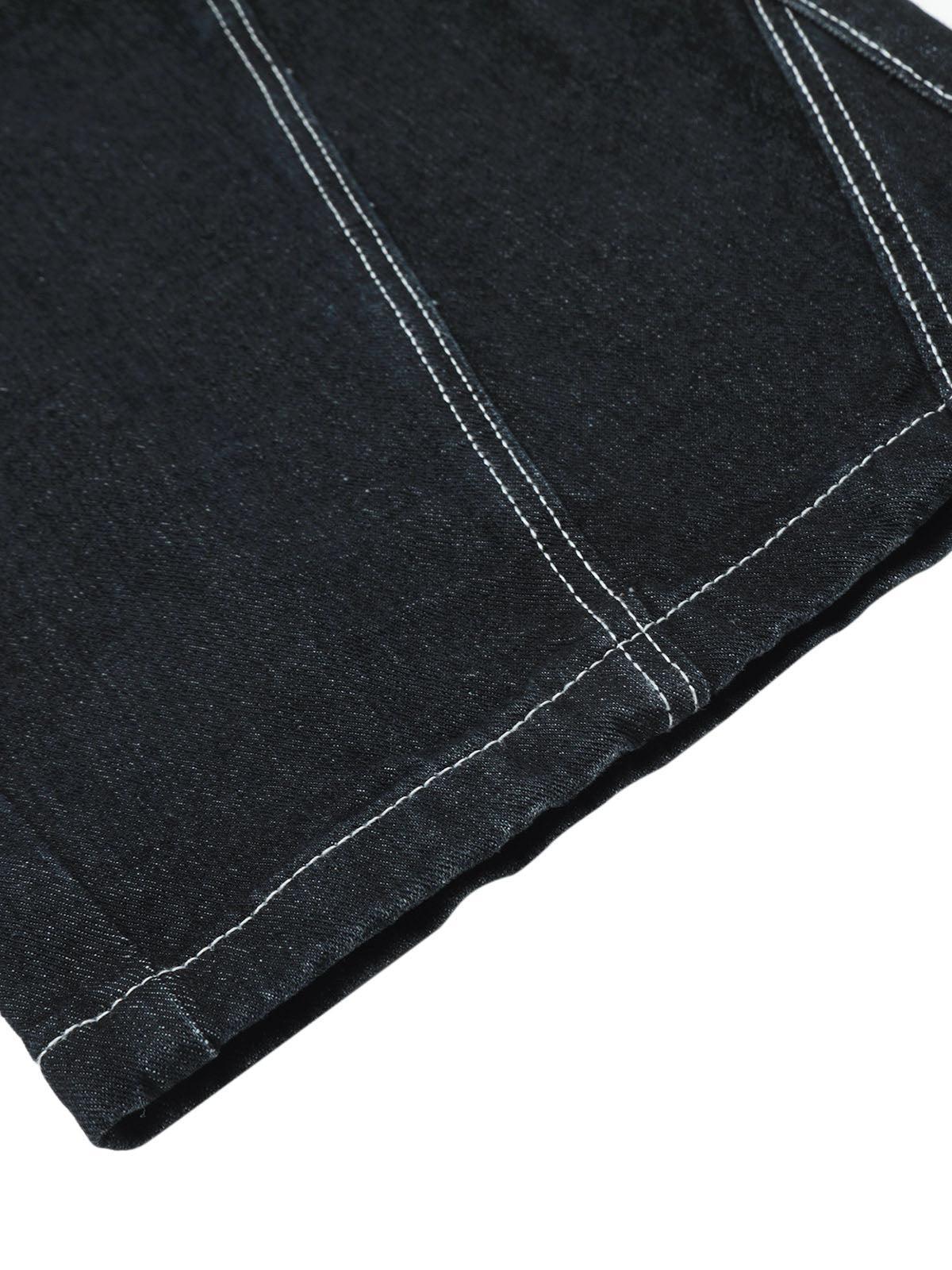 Deconstructed Multi-Pocket Cargo Straight Jeans
