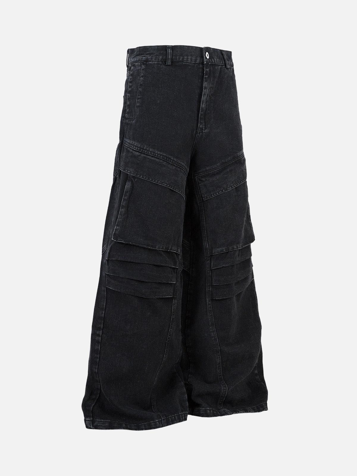 Deconstructed Split Pleated Pocket Cargo Jeans