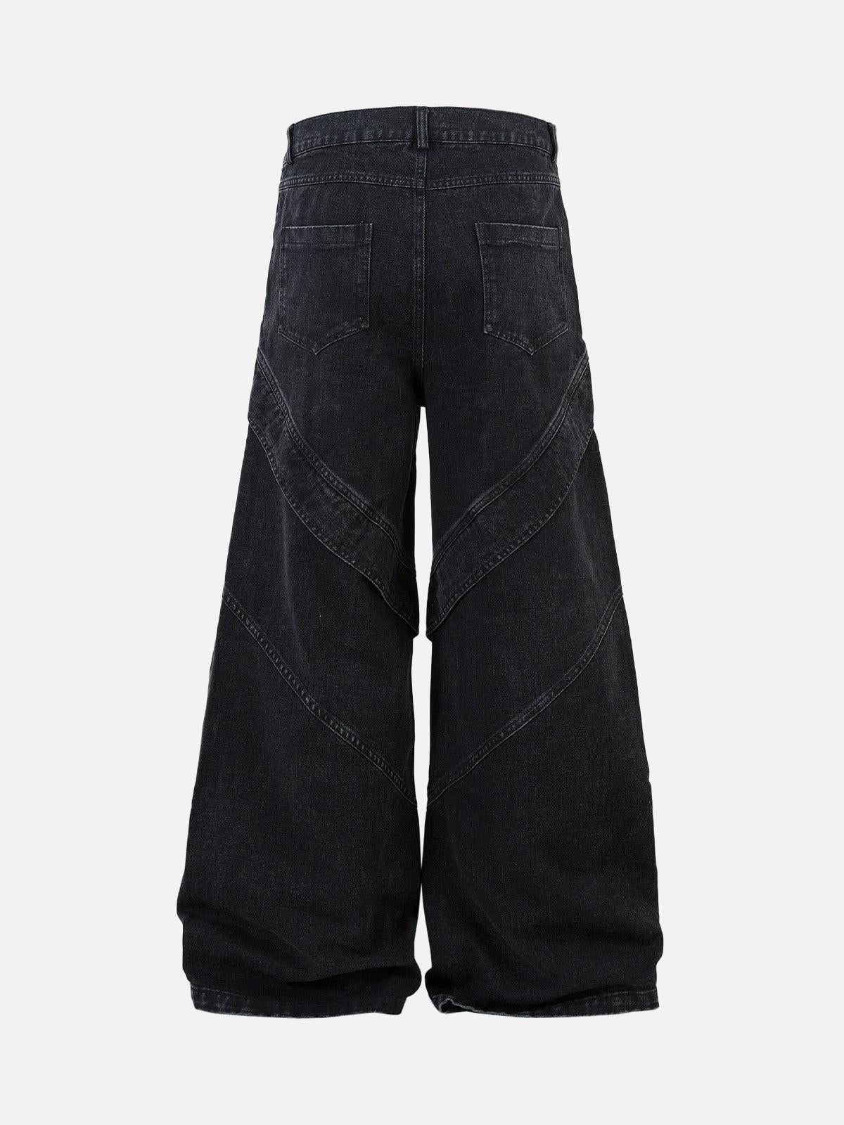 Deconstructed Split Pleated Pocket Cargo Jeans