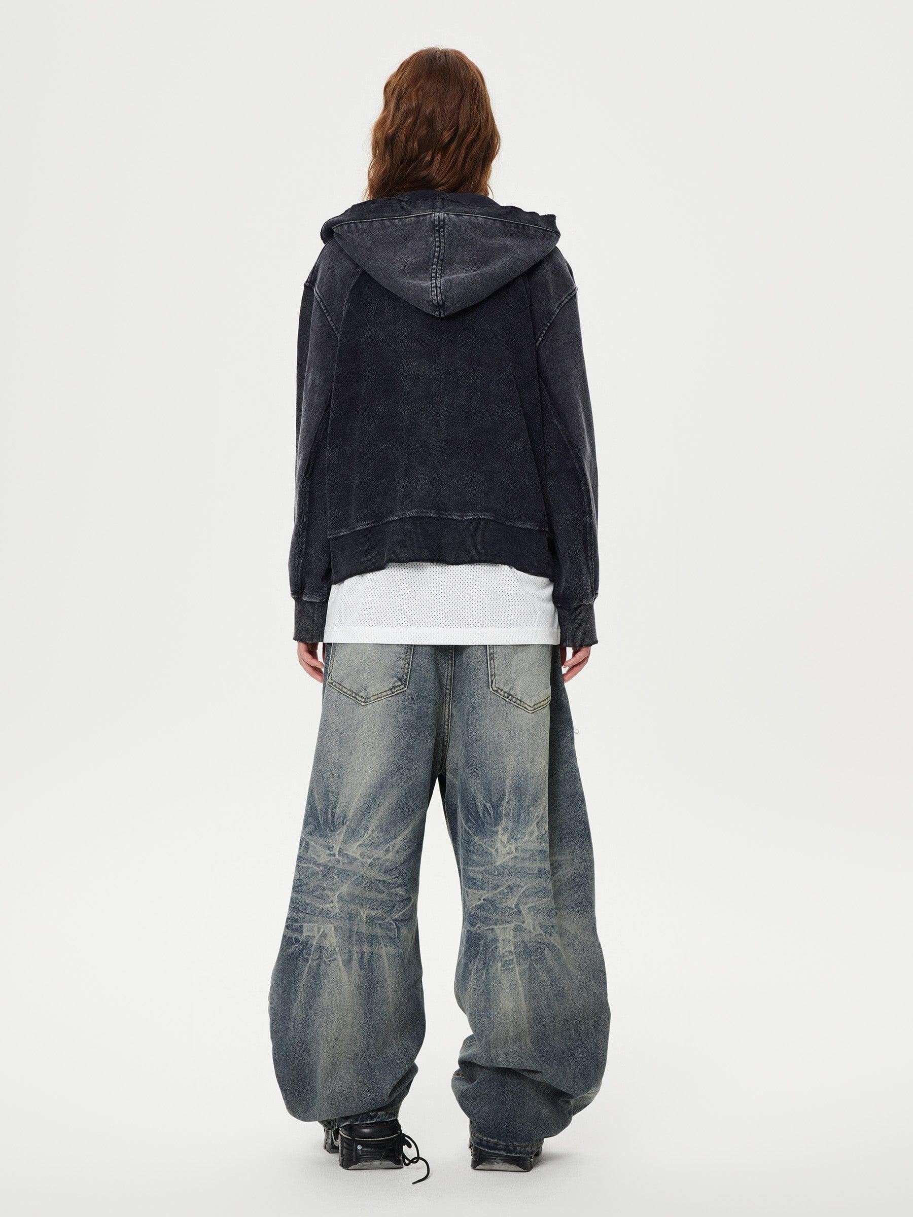 Deconstruction Patchwork Washed Loose Jeans