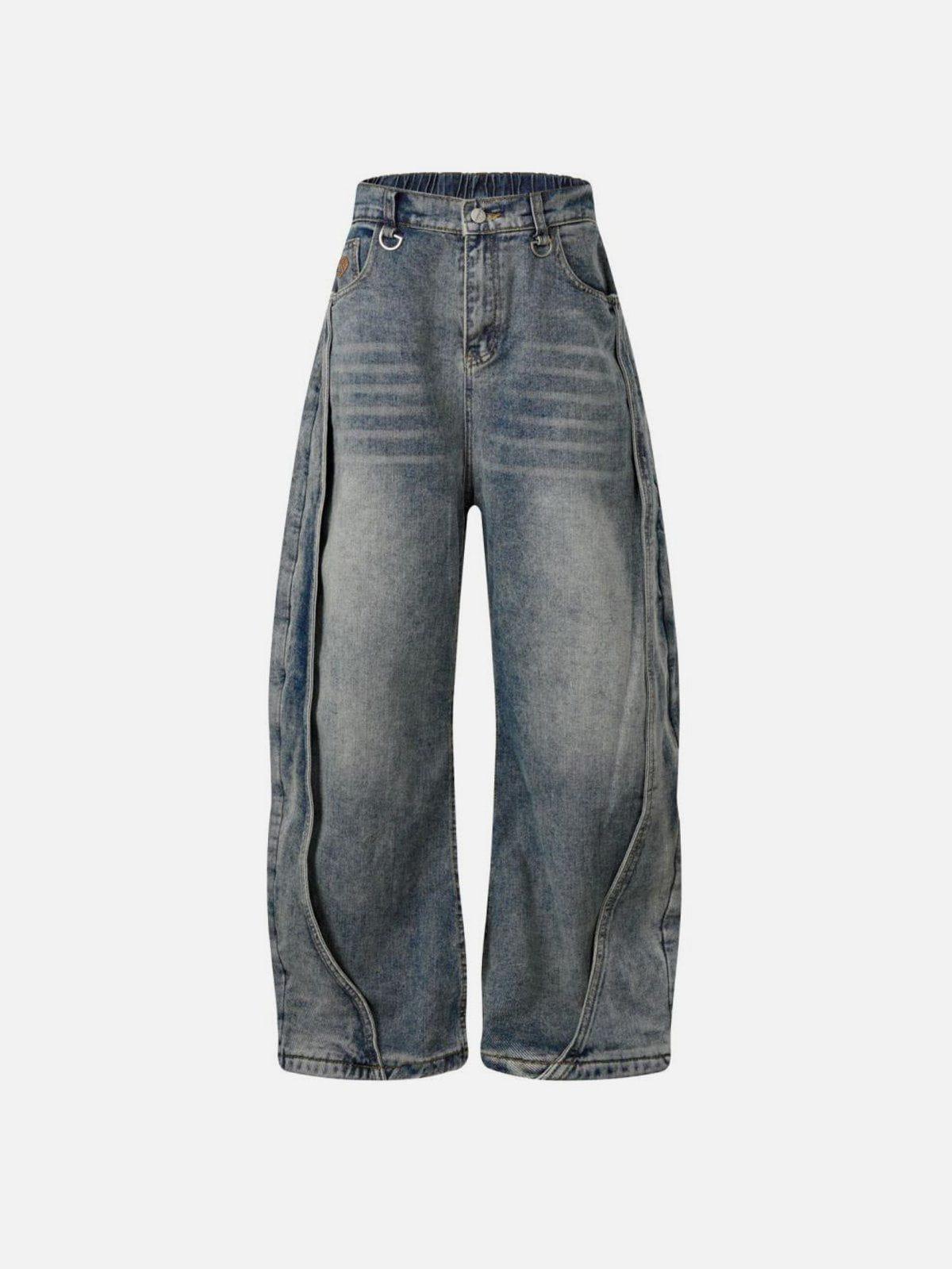 Deconstruction Patchwork Washed Loose Jeans