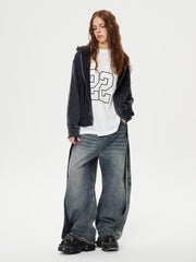 Deconstruction Patchwork Washed Loose Jeans