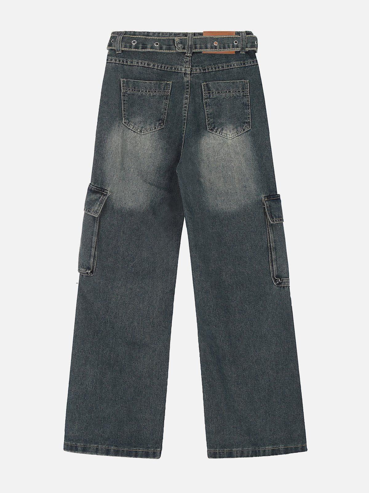 Deconstructive Washed Loose Jeans