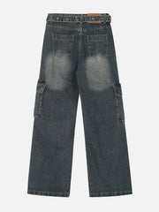Deconstructive Washed Loose Jeans