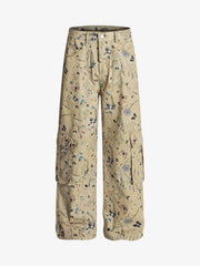 Retro Jacquard Straight-Leg Personalized Work Pants