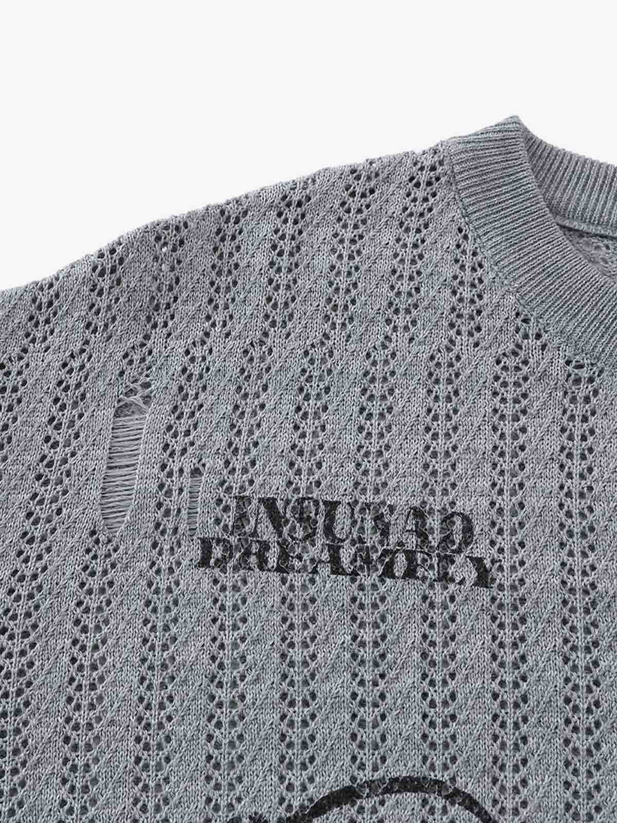 Streetwear Retro Hollow-Out Knit Sweater