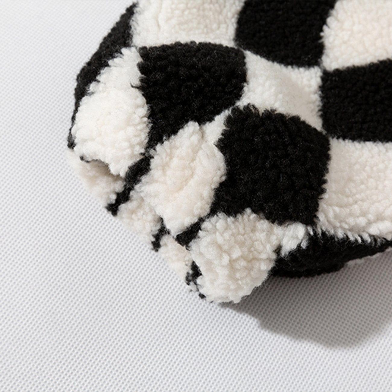 Diamond Pattern Sherpa Winter Coat