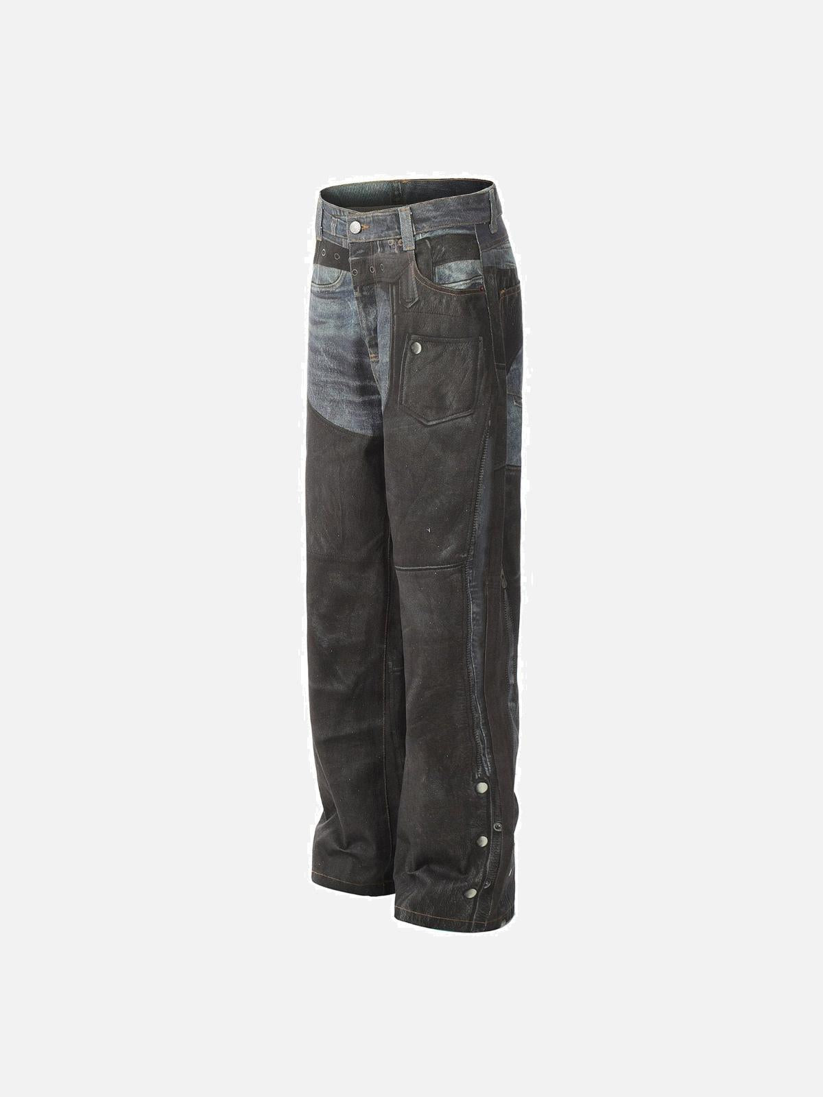 Digital 3D Printed Fake Two Pair Jeans