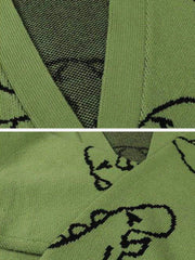 Dinosaur Cartoon Pattern Knit Cardigan