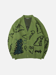 Dinosaur Cartoon Pattern Knit Cardigan