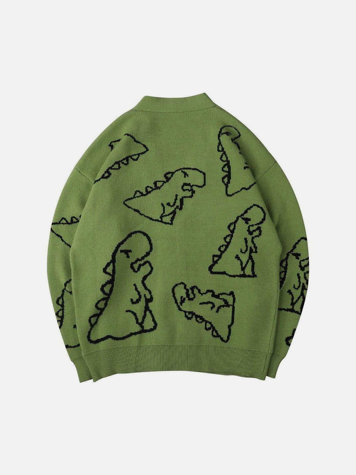 Dinosaur Cartoon Pattern Knit Cardigan