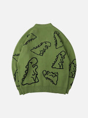 Dinosaur Cartoon Pattern Knit Cardigan