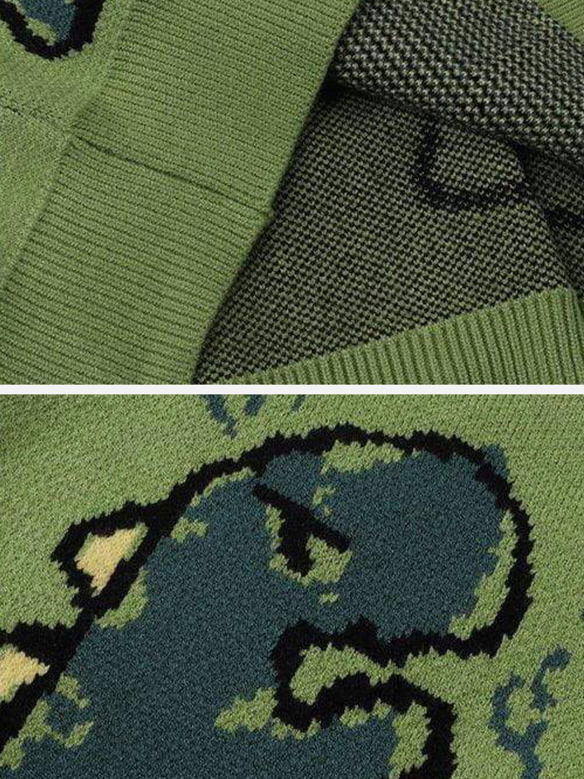 Dinosaur Cartoon Pattern Knit Cardigan