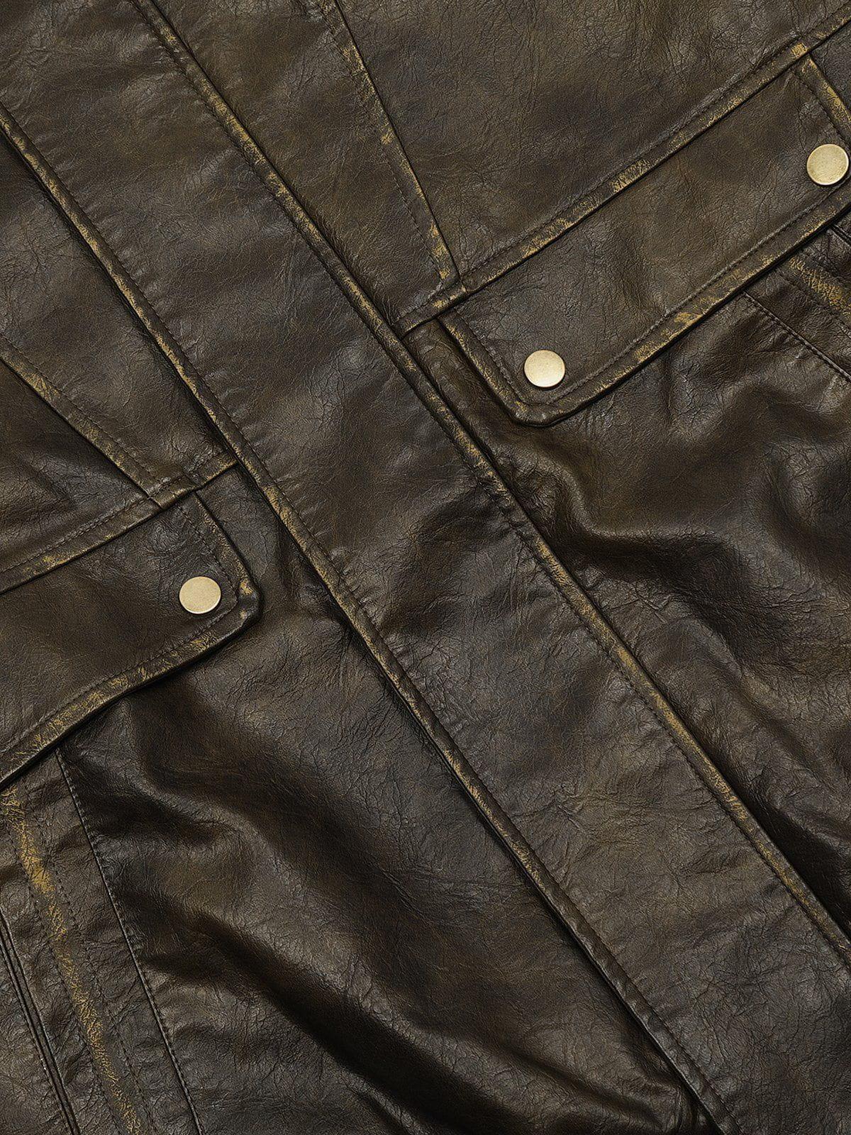 Dip-Dye Washed Faux Leather Jacket
