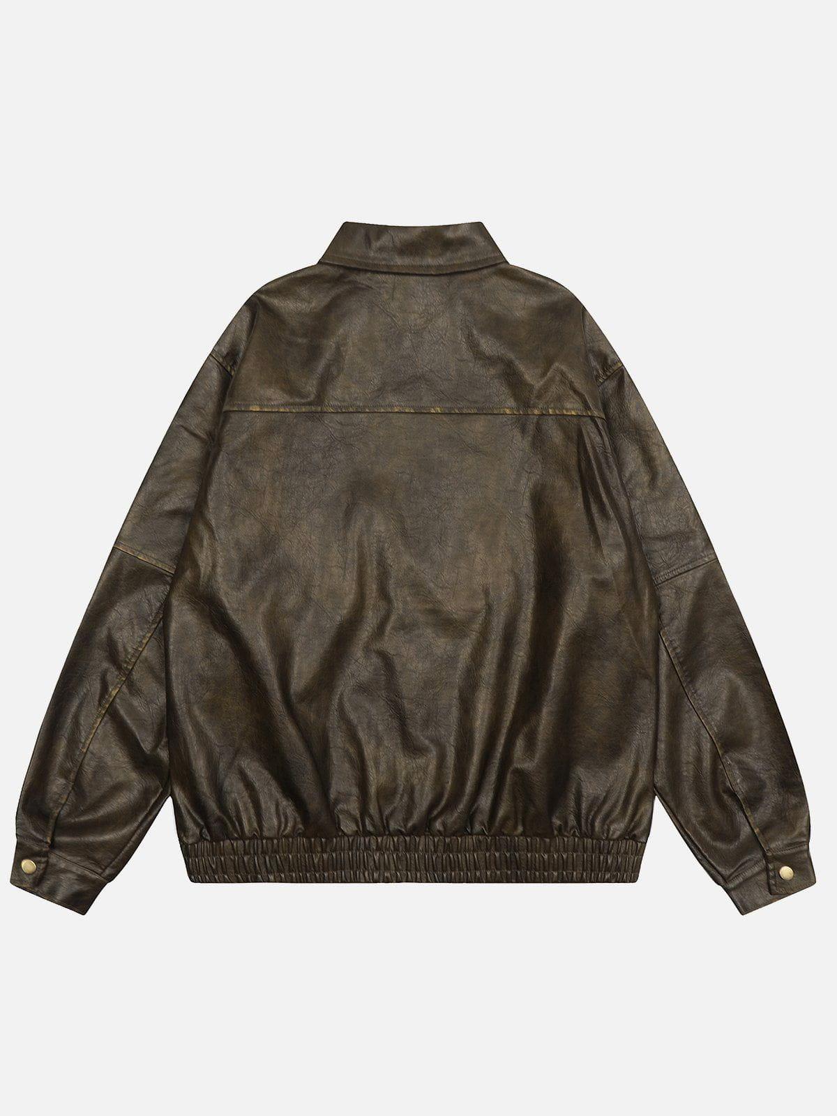 Dip-Dye Washed Faux Leather Jacket