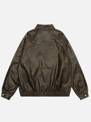 Dip-Dye Washed Faux Leather Jacket
