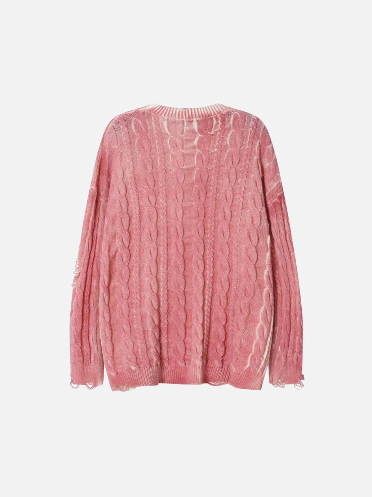 Distressed Cable Knit Sweater