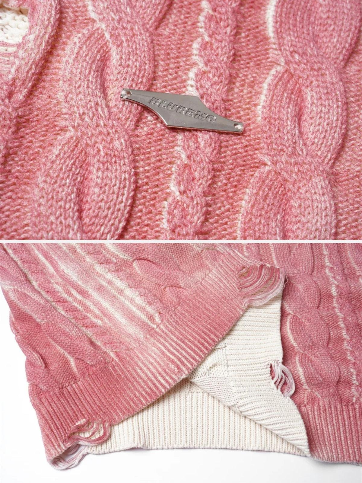 Distressed Cable Knit Sweater