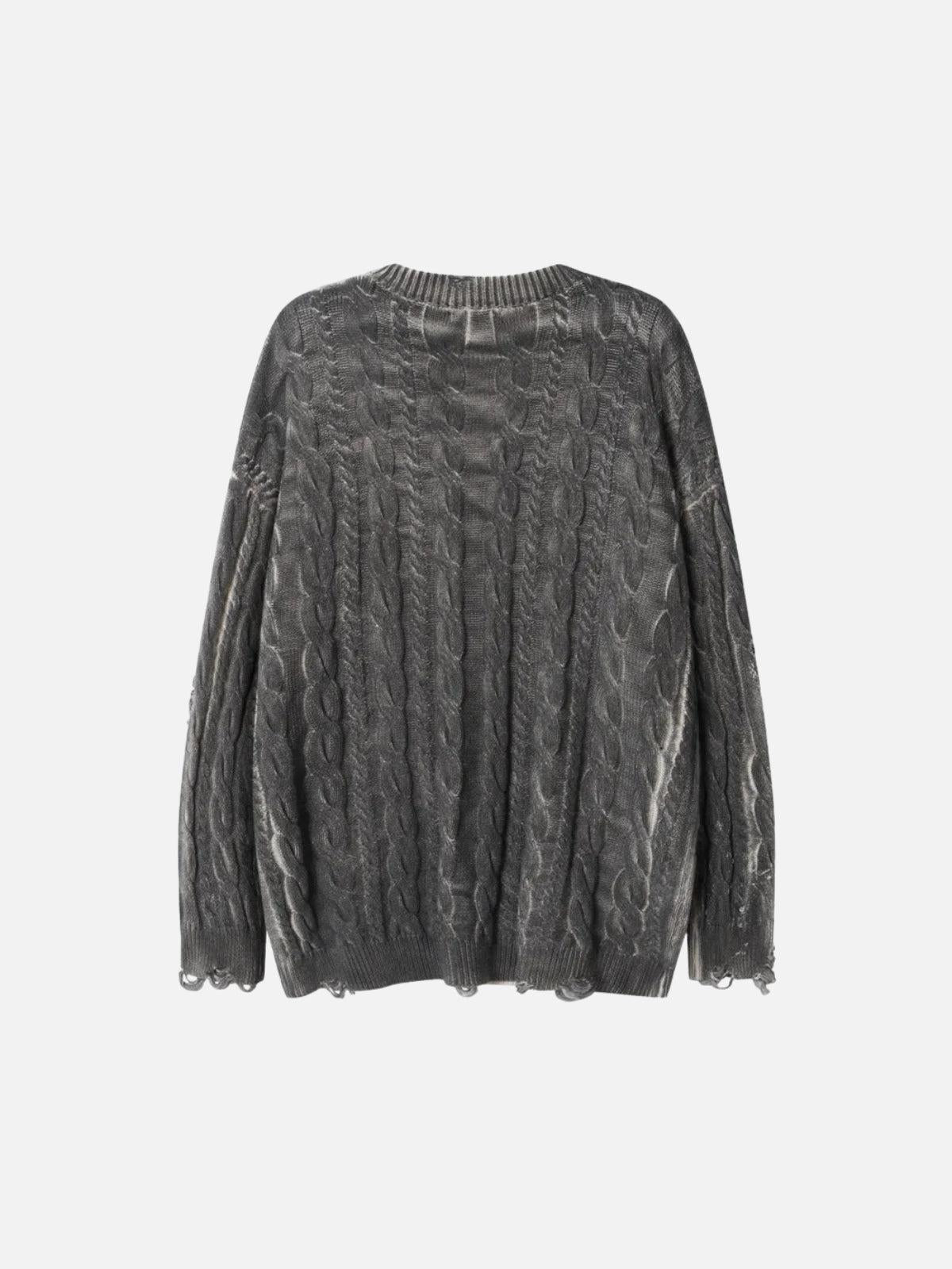 Distressed Cable Knit Sweater